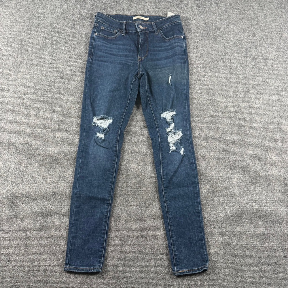 Levis 711 Skinny Jeans Womens 26 Blue Distressed Ripped Denim Casual Everyday